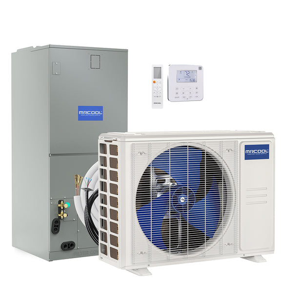 Complete Hyper Heat System including Condenser, Air Handler, Lines, and Thermostat